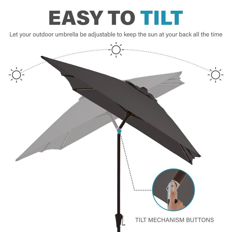 6.5*10ft Rectangular Patio Market Umbrella with Crank & Tilt, UV & Water-Resistant Canopy