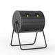 preview thumbnail 10 of 13, Outdoor Dual Chamber Tumbler Compost Bin 360° Dual Chamber Rotary Composter, 37.5 Gallon Rattan