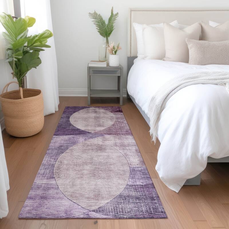 Machine Washable Indoor/ Outdoor Contemporary Deco Chantille Rug - Purple - 2'3" x 7'6"