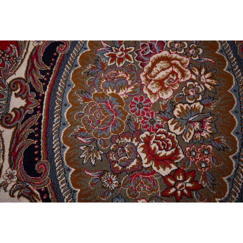 Victorian Style Red Kashan Turkish Area Rug Red Machine Made Carpet - 9'8" x 12'8"