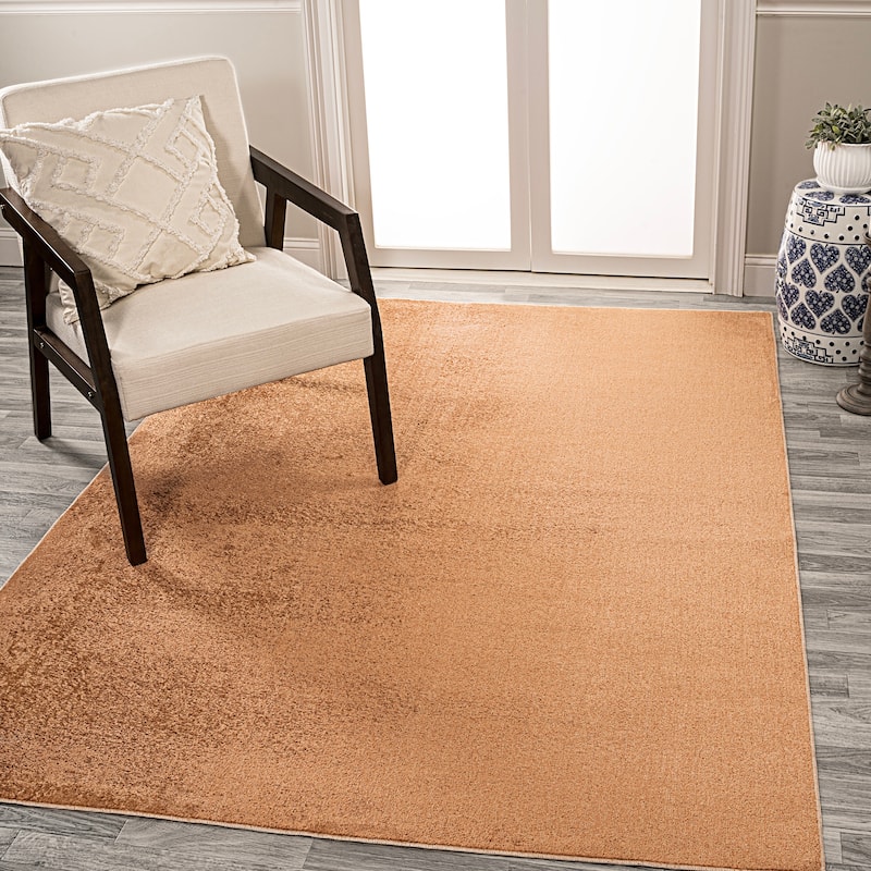 JONATHAN Y Fawning Classic Solid Low-Pile Machine-Washable Terra Area Rug