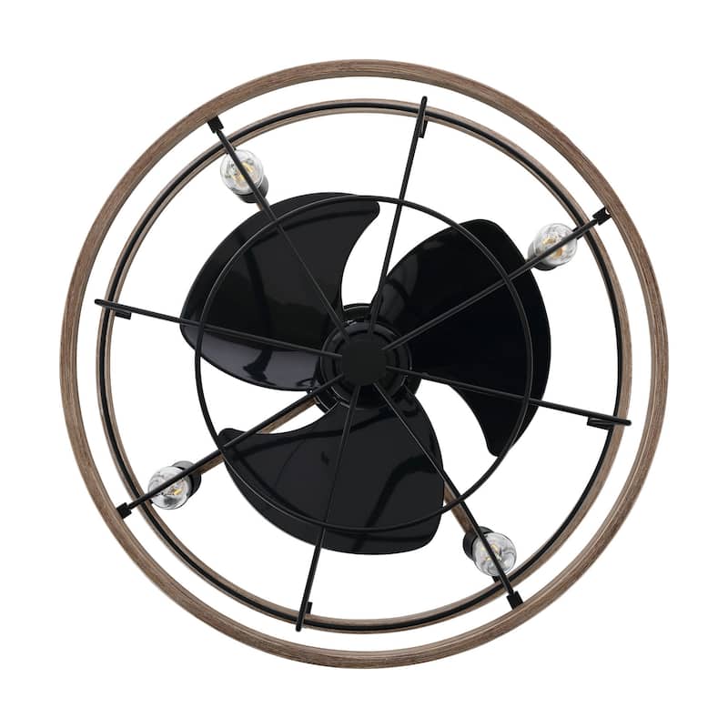 GetLedel 18-in Industrial Caged Ceiling Fan with Remote Control and Light Kit