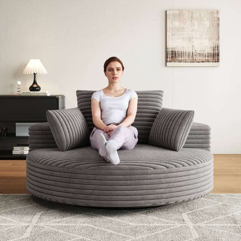 Comfortable Corduroy Foam Swivel Chair for Various Rooms, Enhancing Relaxation