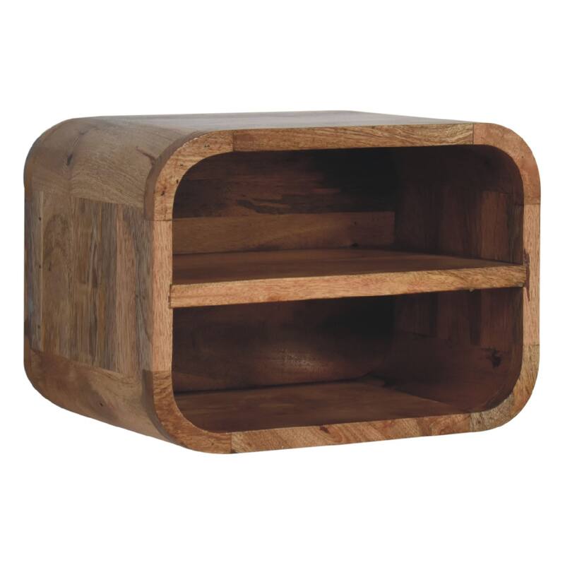Artisan Furniture Solid Wood Oak-ish Floating Open Curve Nightstand