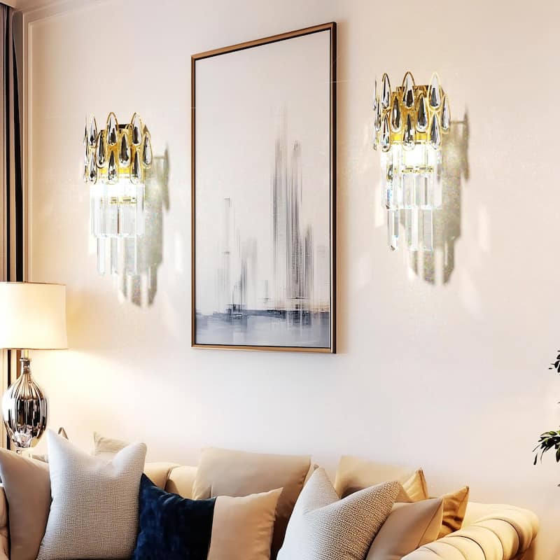 Wall Sconces Lamp Wall Mounted Lighting Crystal Light Fixtures with Three Lights Colors