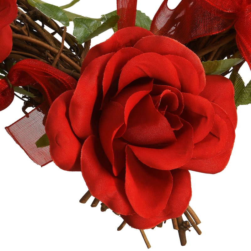 National Tree Company 16 in. Valentine Heart Synthetic Rose 16-inch Wreath