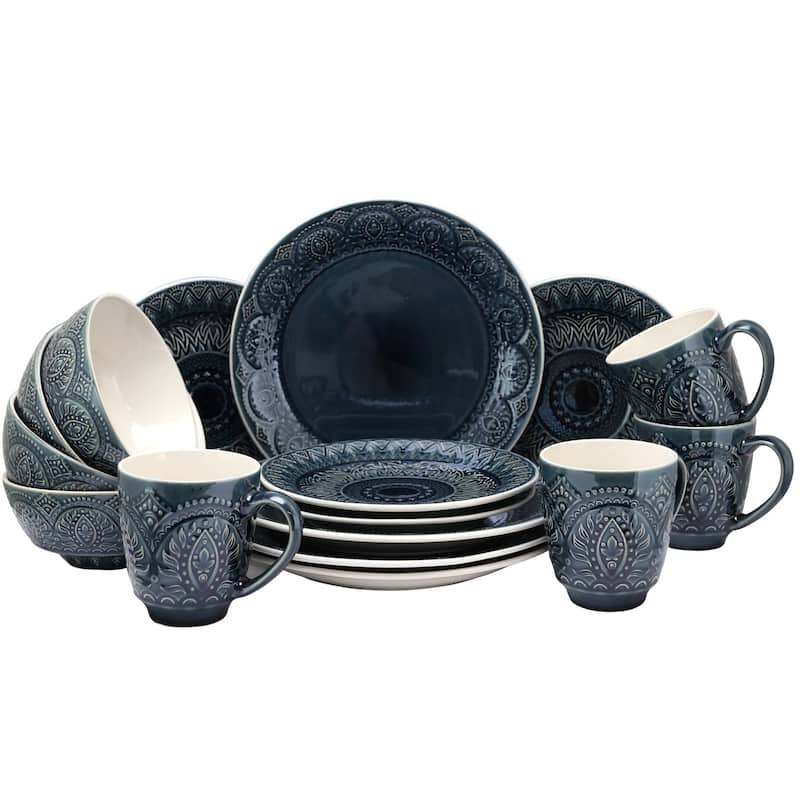Elama Royal Petra 16 Piece Stoneware Dinnerware Set