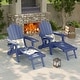 preview thumbnail 1 of 54, Bonosuki 2-Piece Folding Adirondack Chairs with Retractable Ottoman, Fire Pit Patio Chair with Cup Holder Navy Blue