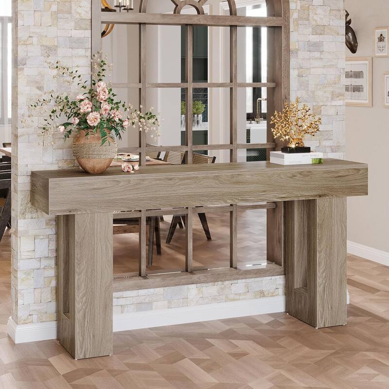 63" Wooden Console Table, Rectangular Sofa Table for Behind Couch, Entryway, HallwayLiving Room