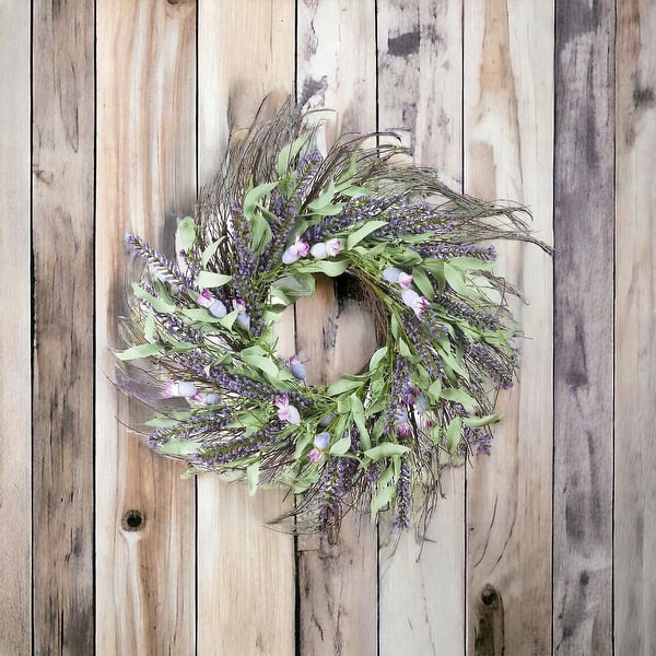 24 Inch White Spring Wreath For Front Door - Artificial Floral Grapevine Wreath With Flowers And Berries For Spring & Summer