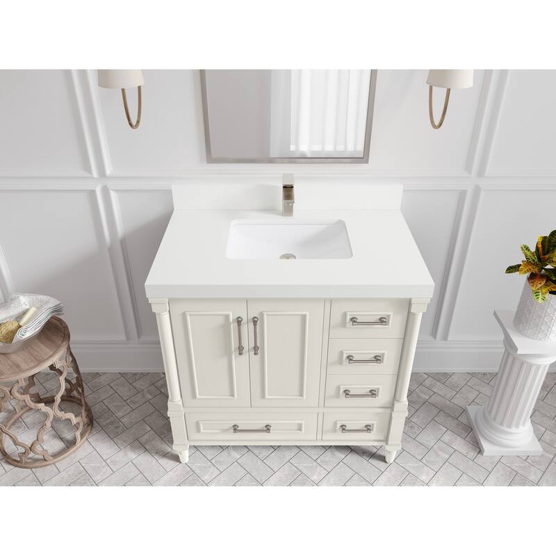Willow Collections 36 in. W x 22 in. D Aberdeen Center Sink Left Bathroom Vanity with Countertop