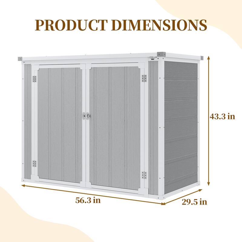 4.69 ft. W x 2.46 ft. D Plastic Storage Shed Outdoor Storage Cabinet, Outdoor Trash Can Storage with Floor