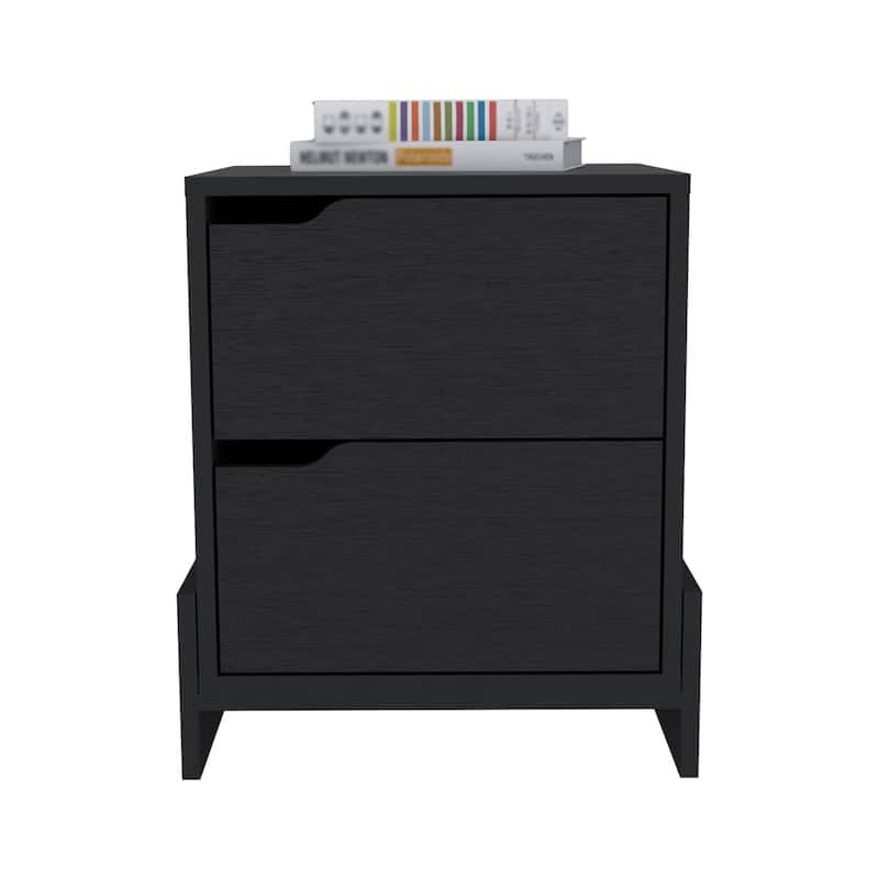 Modern 2-Drawer Nightstand in Wood Manufactured Wood Frame