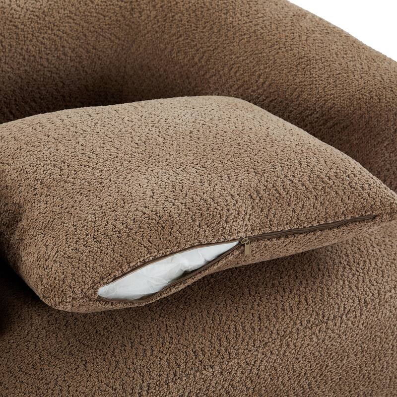 Chenille Upholstered Swivel Barrel Sofa Chair