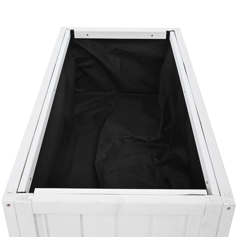 Modern Wood Cold Frame Elevated Garden Bed with 2 Doors Drainage Hole Wheels and Liner, for Indoor Outdoor - 8' x 10'