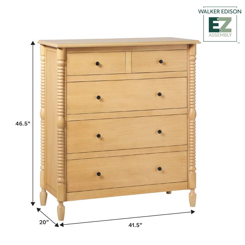 Walker Edison Easy Assembly 5-Drawer Dresser with Wood-Turning Detail