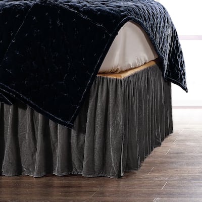 HiEnd Accents Stella Faux Silk Velvet Romantic Western Bed Skirt, 1PC