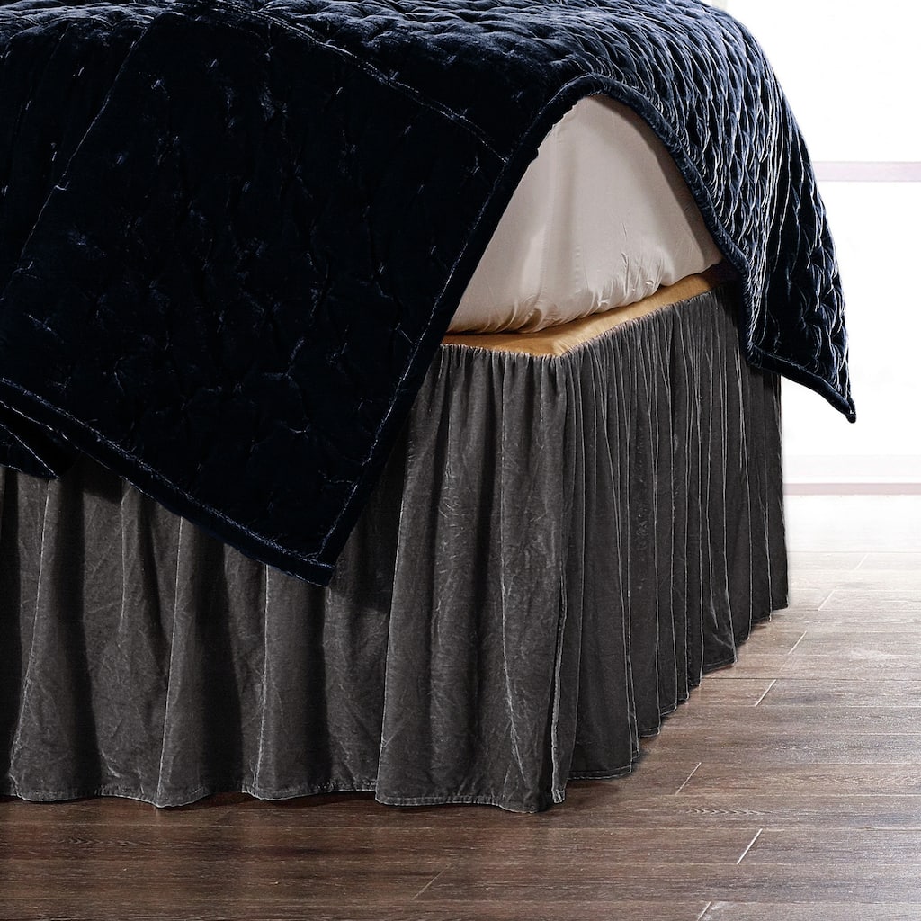 HiEnd Accents Stella Faux Silk Velvet Romantic Western Bedding 1 Piece Bed Skirt