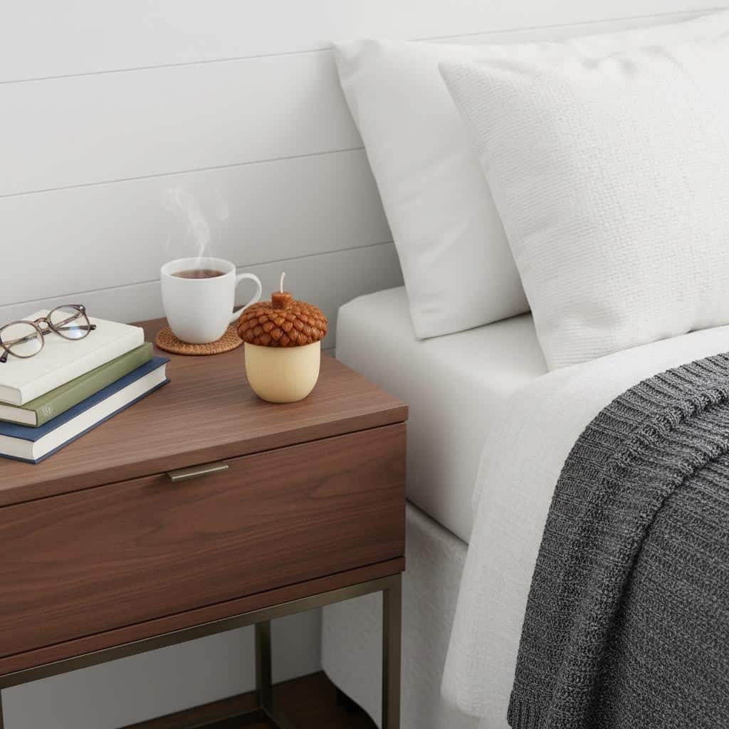 4" Brown And Ivory Pumpkin And Apple Scented Dimensional Acorn Candle