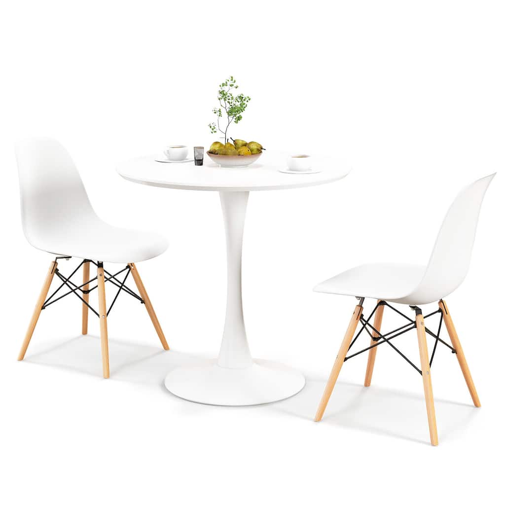 Gymax 3 Piece Dining Kitchen Set Modern Round DiningTable Chairs Set