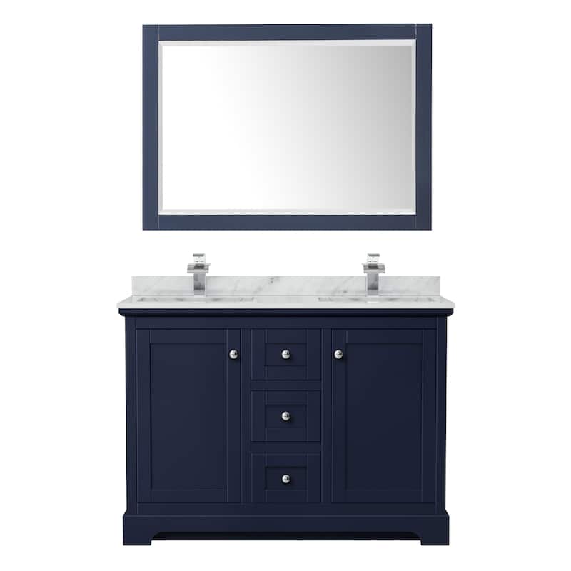 Avery 48-Inch Double Vanity Set with Square Sinks, 46-Inch Mirror