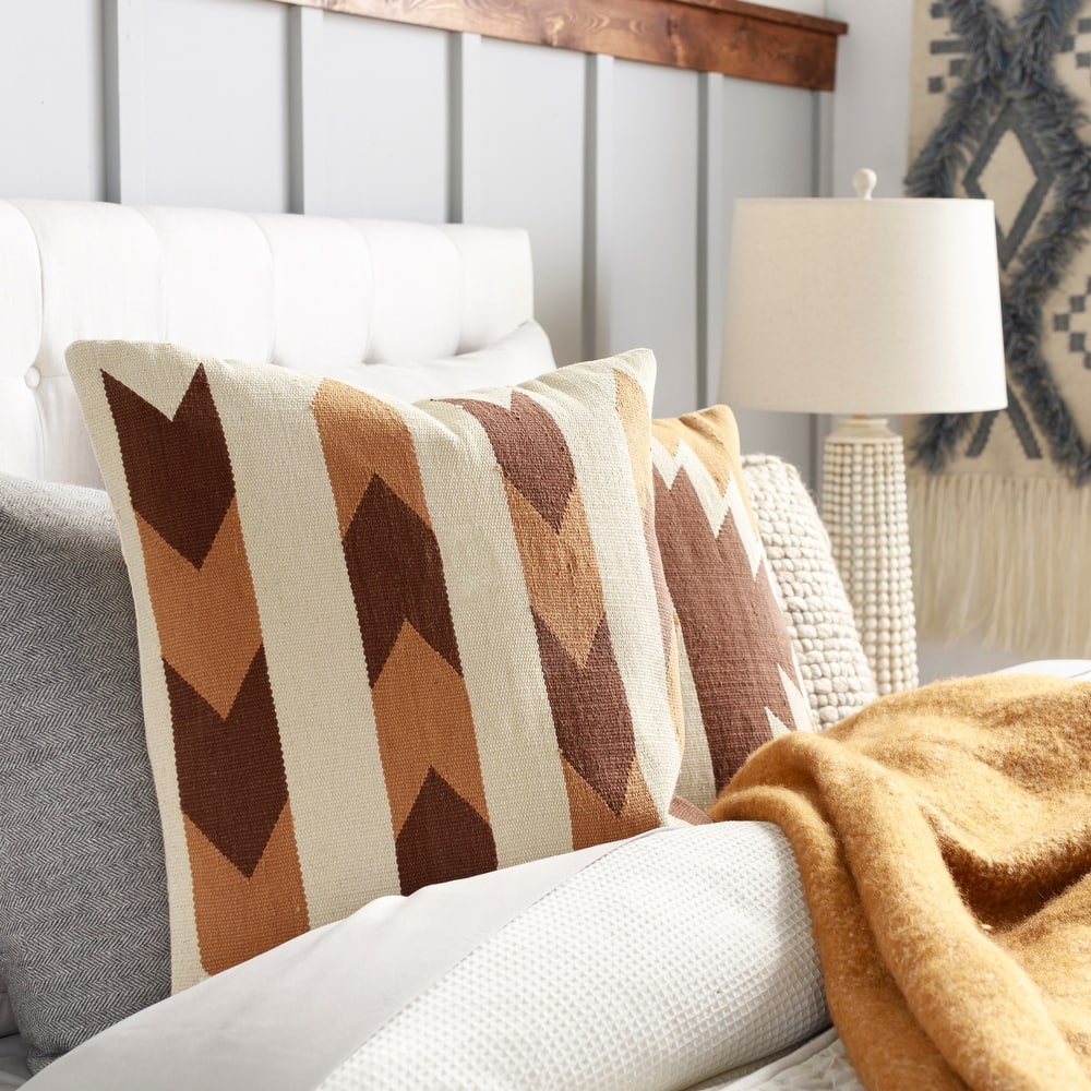 Leena Retro Cheveron Graphic Print Throw Pillow