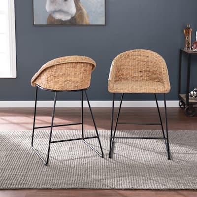 SEI Furniture Langston Coastal Natural Woven Fiber Stools
