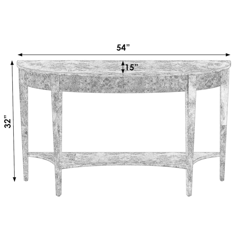 Astor 54"W Burl Wood Demilune Console Table