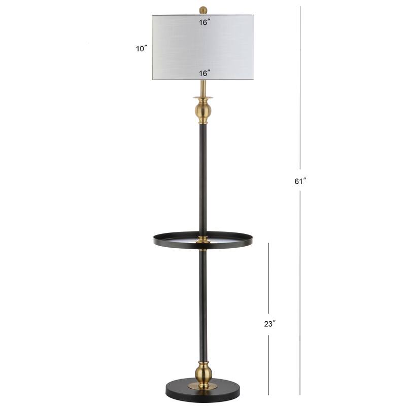 Lee 61" Metal LED End Table Floor Lamp, Black/Brass by JONATHAN Y - 61" H x 16" W x 16" D
