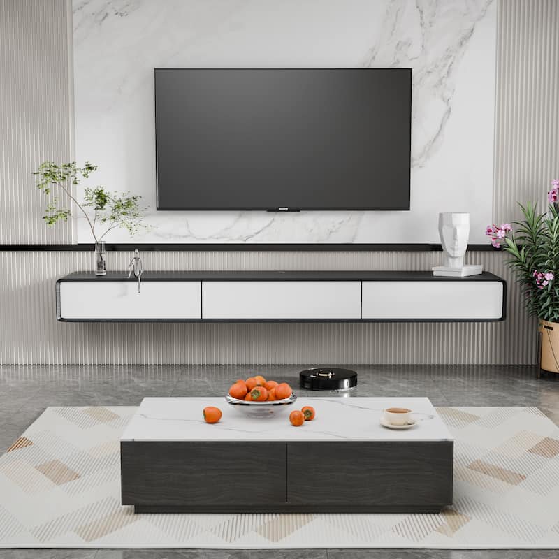 Modland 78" Modern Floating TV Stand Wall Mounted Media Control Center for Living Room - 78