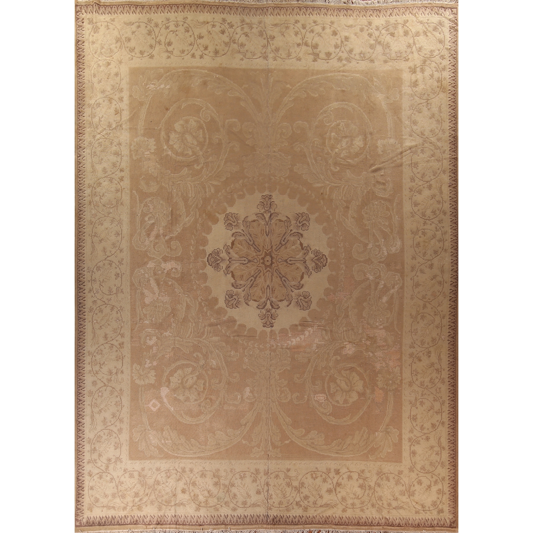 Antique Vegetable Dye Oushak Large Turkish Rug Handmade Wool Carpet - 16'7" x 19'3"