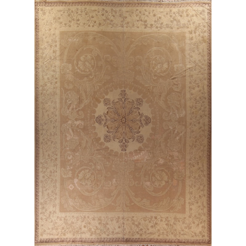 Antique Vegetable Dye Oushak Large Turkish Rug Handmade Wool Carpet - 16'7" x 19'3"