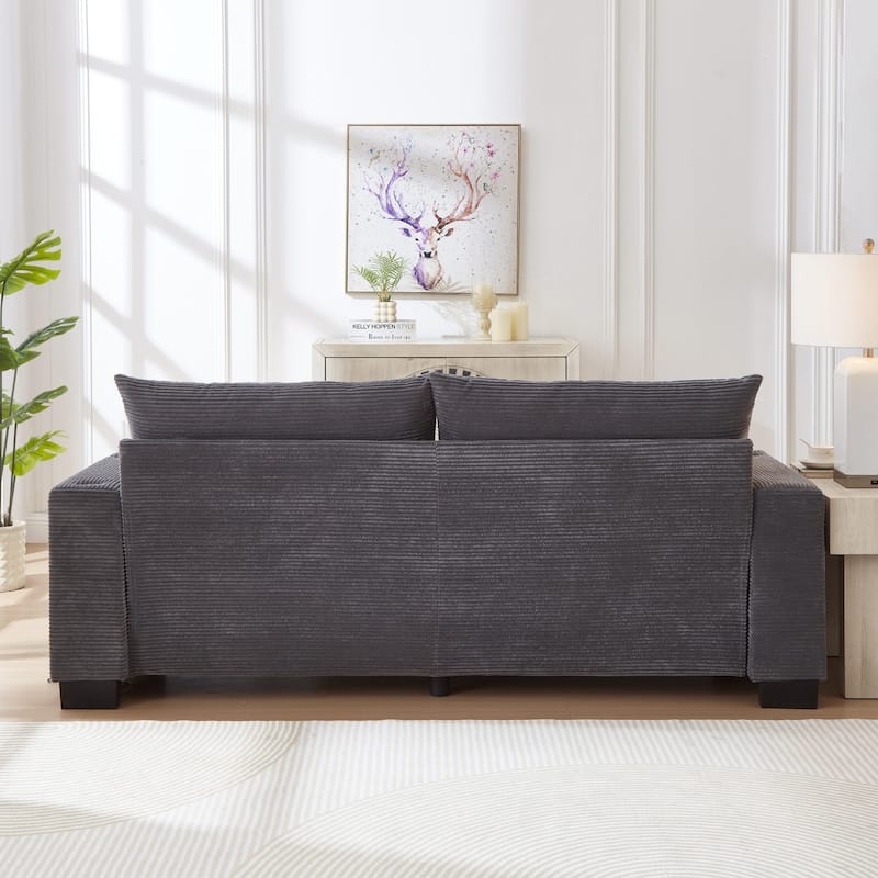 78" Corduroy 3-Seater Sofa with USB Ports, Cup Holders and Side Pockets