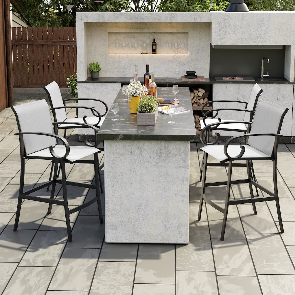 Outdoor Bar Stools Patio Barstools All-Weather Bar Chairs Aluminum Sunbrella Sling