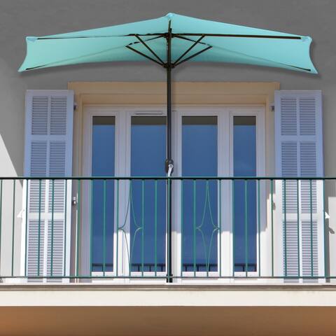 Pure Garden 9 Ft Semicircle Patio Umbrella with Base
