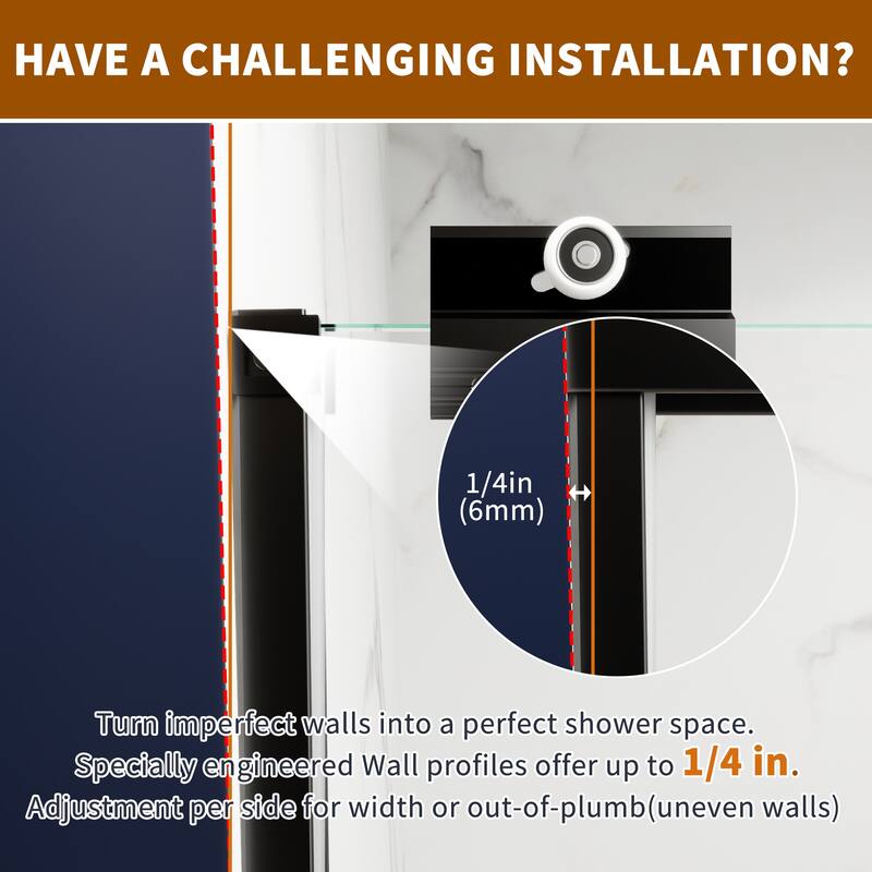 Modland 50-54''x 70'' Glass Shower Door - 50''-54''x 70''