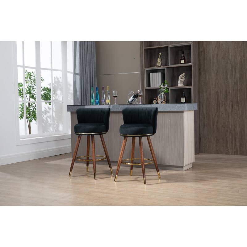 Counter Height Bar Stools Set of 2 for Kitchen Counter Solid Wood Legs