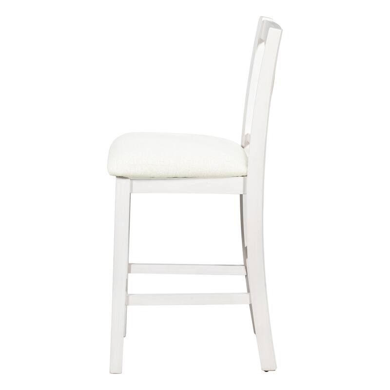 Rustic Farmhouse 5-Piece Counter Height Dining Table Set with Four Padded Chairs and Functional Storage