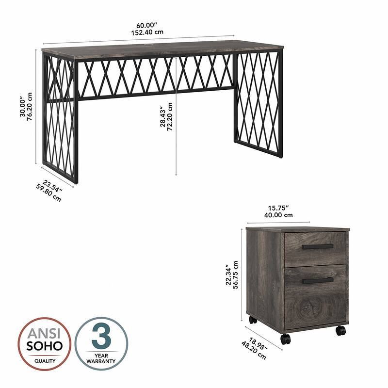 City Park 60W Writing Desk with Drawers Home