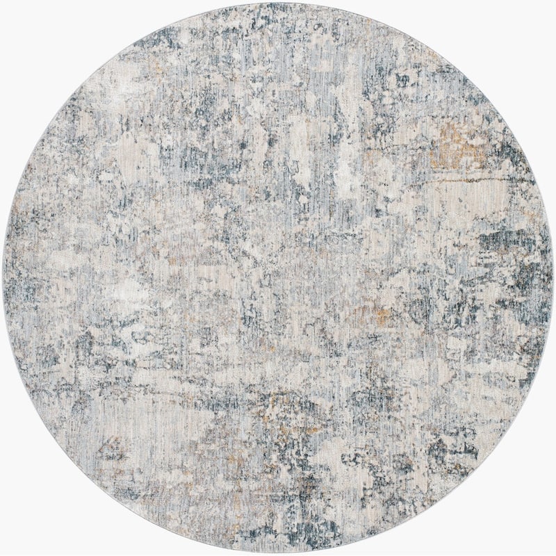 Livabliss Transitional Laila Abstract Area Rug - 6'7" x 6'7" Round - Pale Blue