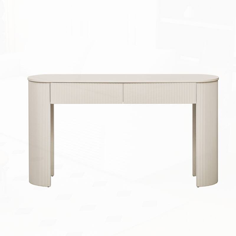 Oval Top Console Table with Storage