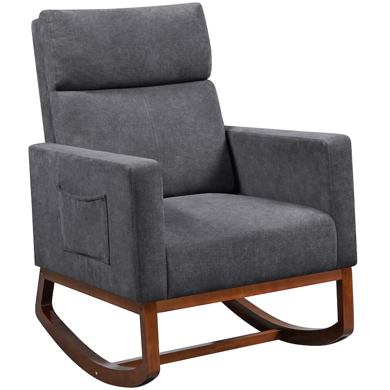Yaheetech Rocking Accent Armchair Upholstered Glider High Back Chair - Grey