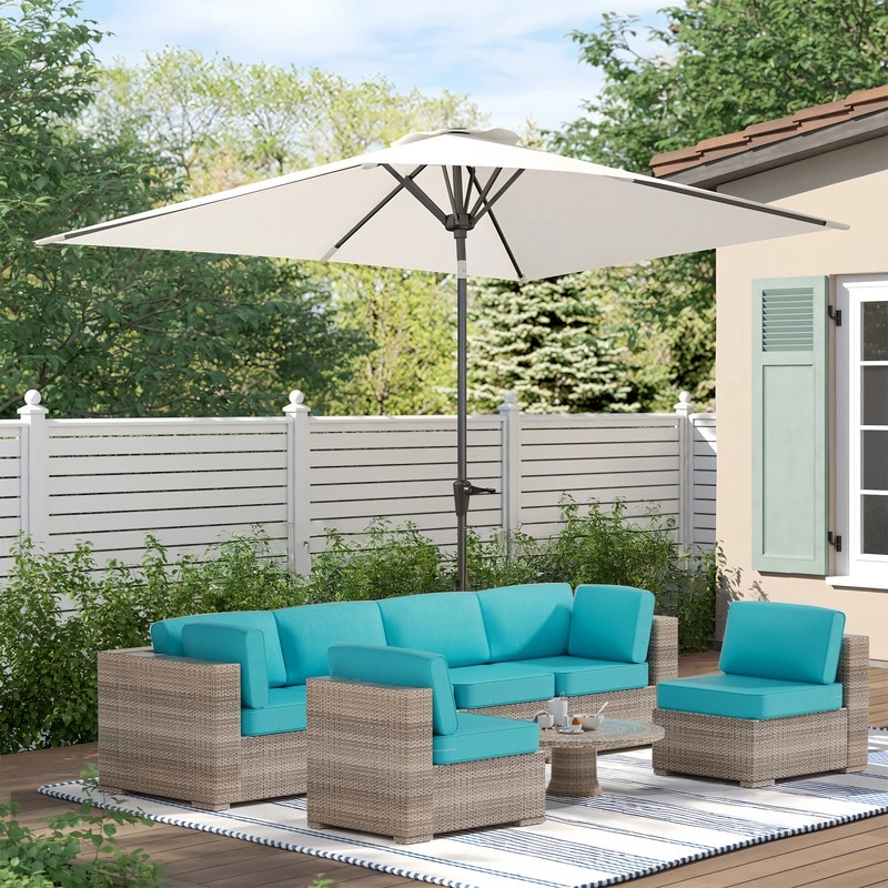 14-Piece Patio Furniture Sofa Cushions, 6-Seater Outdoor Cushion Set (Only Include Cusions，Not Sofa） - 25.6*25.6*4in