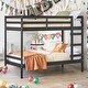 preview thumbnail 1 of 12, Transitional, Modern style Modern Simple Solid Wood Twin Over Twin Bunk Bed Black