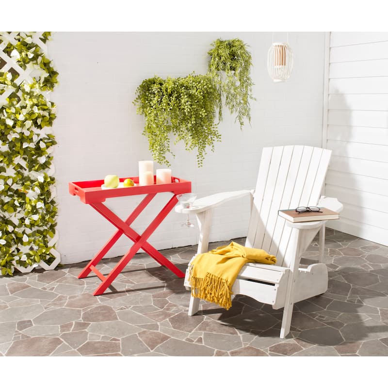 SAFAVIEH Outdoor Living Mopani Adirondack White Acacia Wood Chair - 33.5" W x 37.4" D x 32.7" H - White