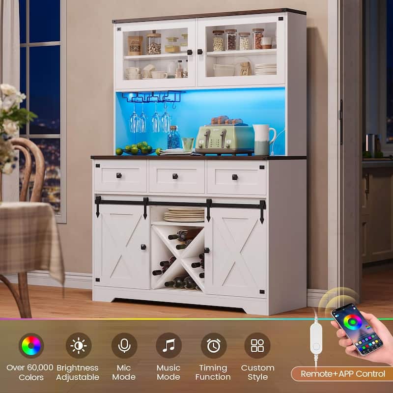 Buffet Cabinet Bar Cabinet Coffee Credenza Sideboard Barn Door Drawer