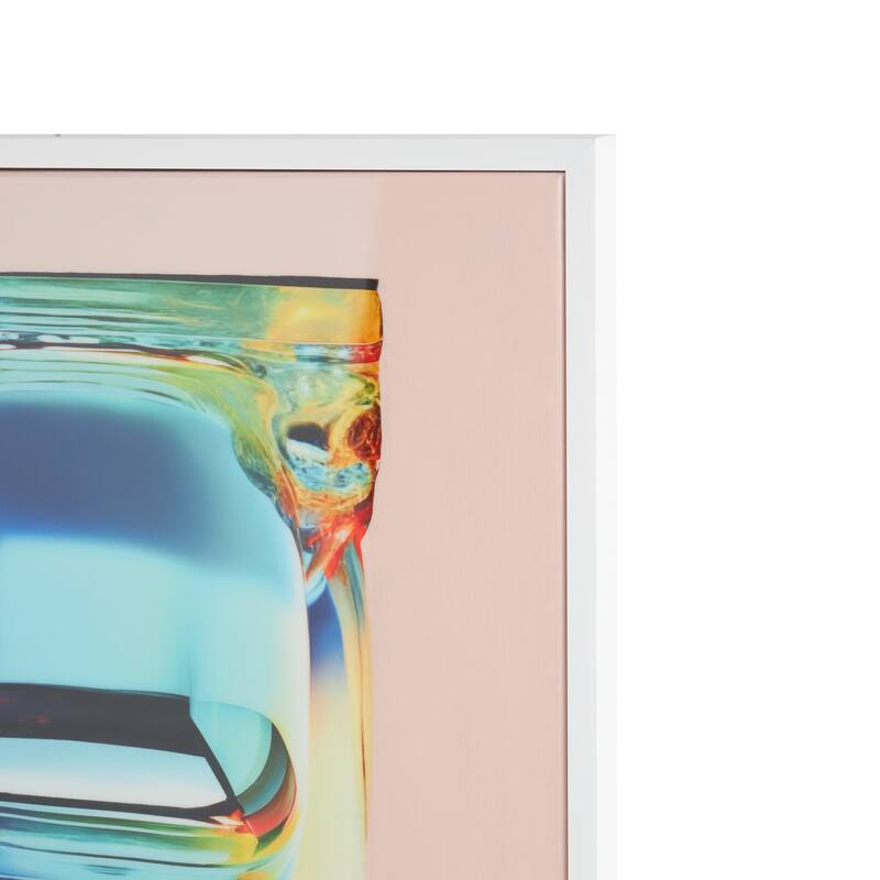 Canvas Abstract Cube Framed Wall Art with White Frame - Multi Colored - Roche River Decor