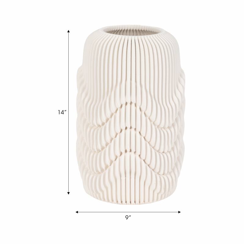 Porcelain 3D Printed Textured Vase - Ivory/Beige