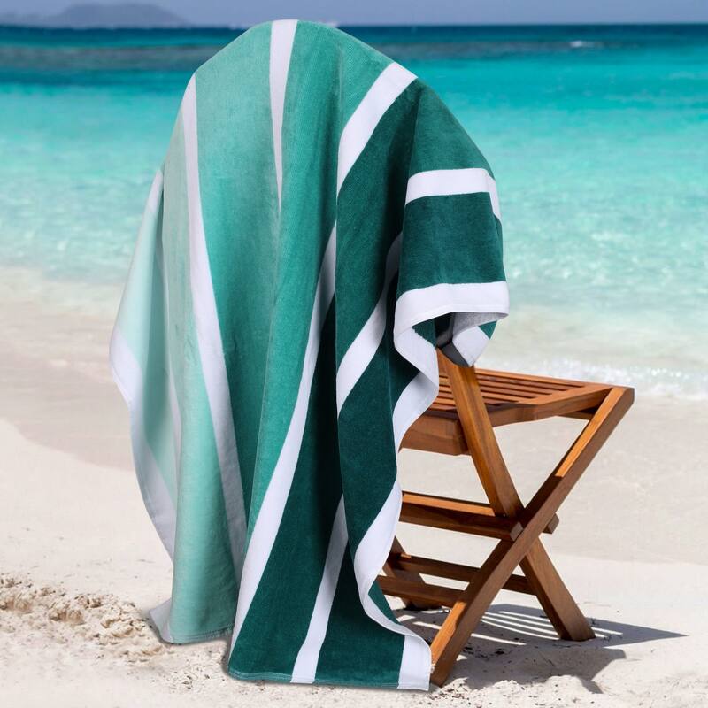 Superior Faded Stripes Cotton Velour Quick-Dry Oversized Beach Towel