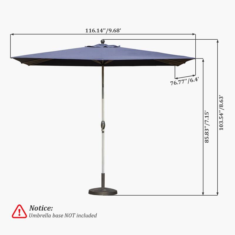 Domi Outdoor Living 6.5' x 10' Tilt Aluminum Patio Umbrella
